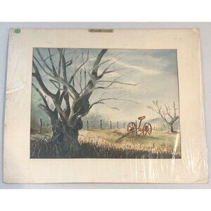 24"x20" Original Matted Watercolor PAINTING Orchard Mower by JOYCE GILBERT OOAK